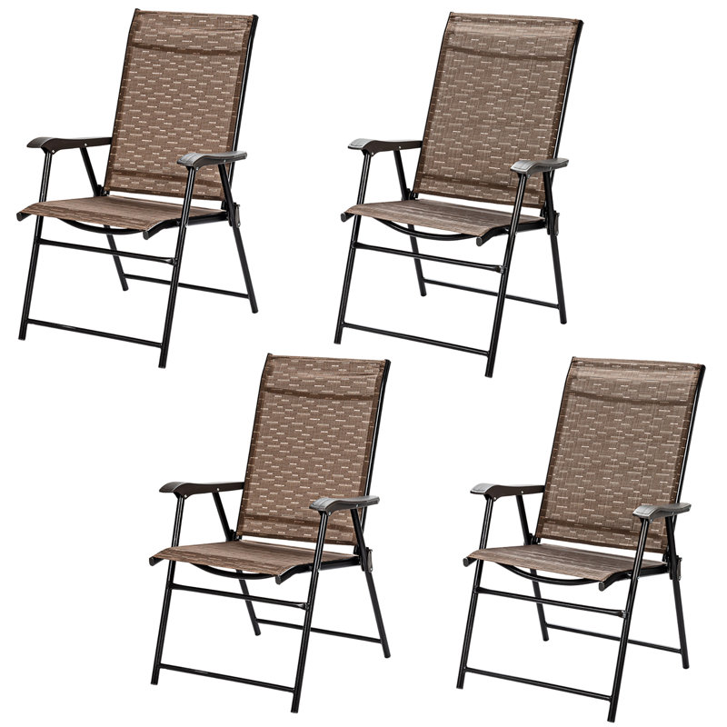 Costway Fabric Patio Folding Chair Set of 4 Wayfair